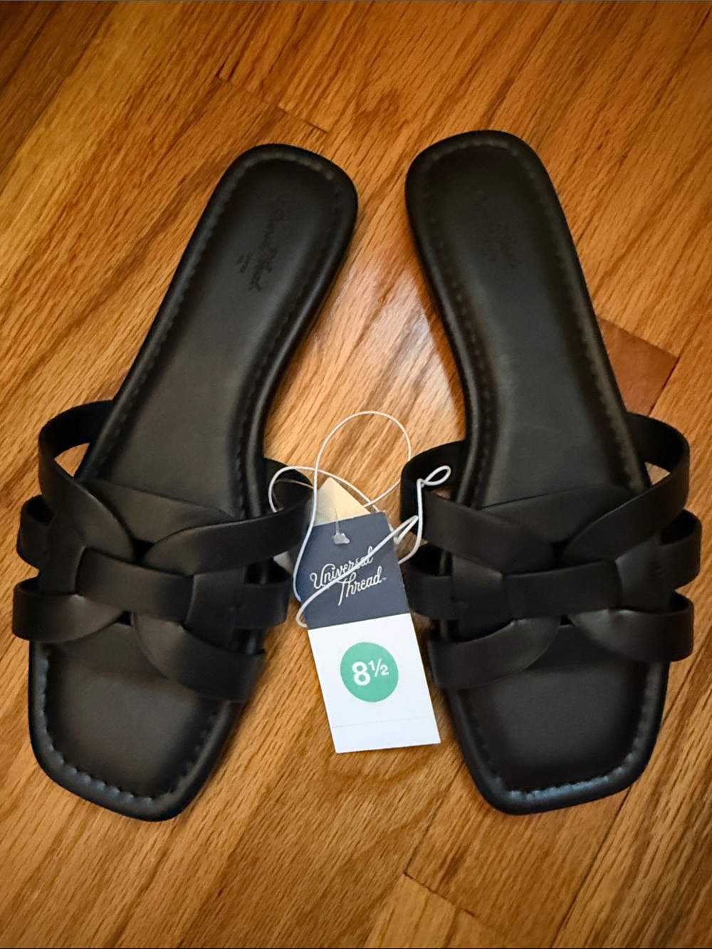 Universal Thread Black Braided Slide Mules